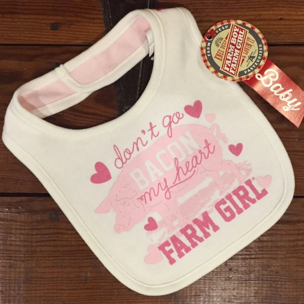 Farm Girl Brand Don’t Go Bacon My Heart Pink Pig Bib